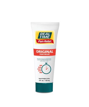 Real Time Pain Relief Cream 4oz Tube | 17 Natural Ingredients: 1.25% Menthol Arnica & MSM | Muscle Strain & Joint Discomfort Relief for Arthritis Cramps Sprains Bruises Hands Back & Knee Pain 4 Ounce