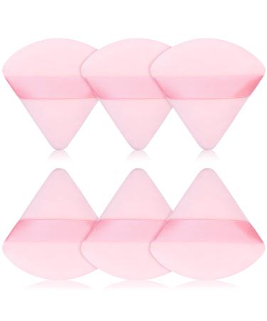 PROUSKY 6 Pieces Light Pink Triangle Powder Puffs Soft Makeup Velour Puff for Pressed Powder Loose Powder Cotton Mini Powder Puff for Face Cosmetic Foundation Sponge Mineral Powder Dry Makeup 6 Pieces Triangle Light Pink