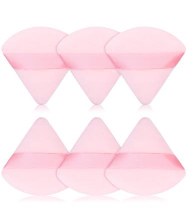 PROUSKY 6 Pieces Light Pink Triangle Powder Puffs Soft Makeup Velour Puff for Pressed Powder Loose Powder Cotton Mini Powder Puff for Face Cosmetic Foundation Sponge Mineral Powder Dry Makeup 6 Pieces Triangle Light Pink
