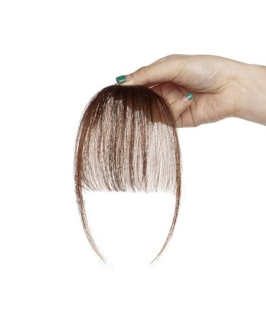 Clip In Bangs - 100% Remy Real Hair Medium Brown Extensions | Natural Smooth Fringe | Air Pony Hair Part #4 - Buy Online on GoSupps.com