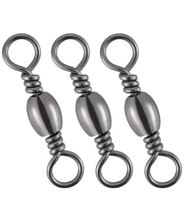 Dr.Fish Fishing Barrel Swivels Stainless Swivels Fishing Tackles Brass Black Nickel Coating Freshwater Swivels Rolling Saltwater Leaders Line Hook Connector 50 Pack #12-30LB