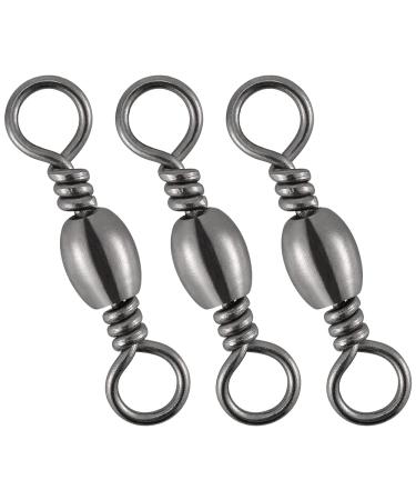 Dr.Fish Barrel Swivels Fishing Swivels, Saltwater Swivels Fishing Tackles, Stainless Steel Swivels Rolling Fishing Swivels Black Nickel 30lb to1500