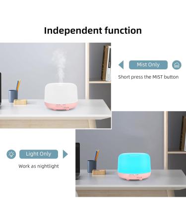 Diffofe 300ml Aromatherapy Essential Oil Diffuser - Remote Control, 8-Hour Quiet Operation, 4 Timer Settings, 7 LED Colors - Pink - Buy Online on GoSupps.com