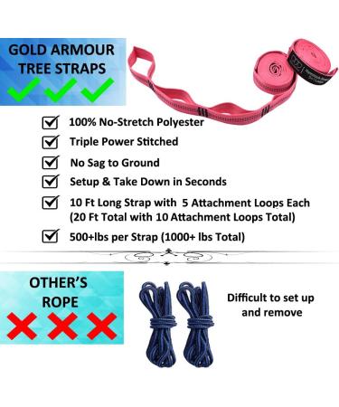 Gold Armour Portable Single Camping Hammock - USA Brand - Fuchsia & Pink - Buy Online on GoSupps.com