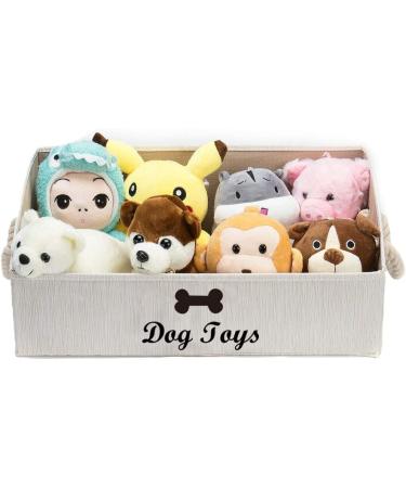 Geyecete Large Dog Toys Storage Bins - Foldable Trapezoid Organizer with Rope Handle - Beige - Buy Online on GoSupps.com