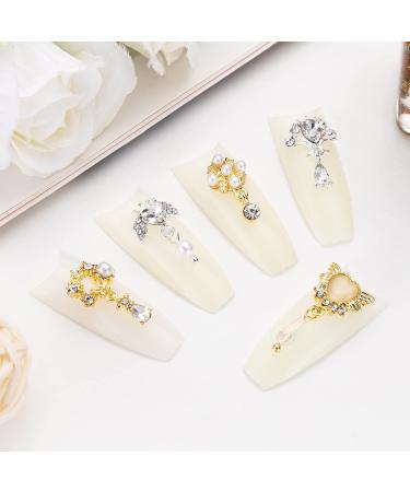 Noverlife 48PCS 3D Bow Nail Art Charms Rhinestones with Diamonds and Pearls - Style B | DIY Salon Manicure Decoration - Buy Online on GoSupps.com