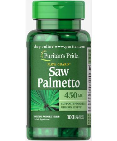 Saw Palmetto 450 Mg, Supports Prostate and Urinary Health, 200 Count by Puritan's Pride 100 Count (Pack of 1)