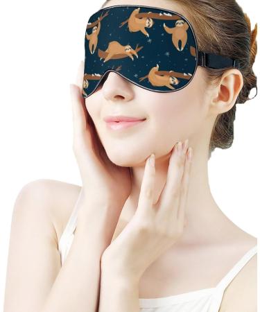 Sloth Play in Winter Sleep Mask - Adjustable Eye Cover for Sleeping and Travel - Blocks Light for Night or Nap - Men Women - Buy Online on GoSupps.com