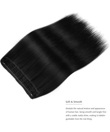 Yamel Invisible Wire Hair Extensions 16 Inch Natural Black Long Silky Straight Synthetic Hairpieces Secret Hair Extensions for Women Black 16 inch - Buy Online on GoSupps.com