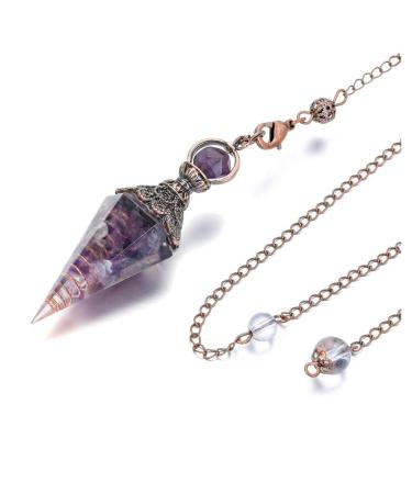 JOVIVI Amethyst Dowsing Pendulum Crystal Healing Purple Hexagonal Gemstone Crystals Point Pendulum for Divination Dowser Scrying