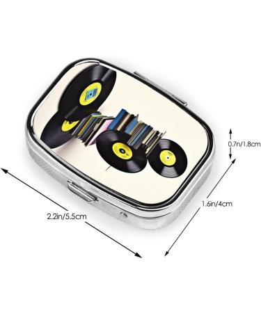 Vinyl Records & Tapes Pill Case | Cute 2-Compartment Travel Pill Box Organizer for Purse & Gifts - Buy Online on GoSupps.com