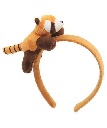 amangul Cute 3D Animal Hairhoop Plush Raccoon Hairband Funny Party Headband Birthday Party Headwear Women Face Washing Headband(Light Brown)