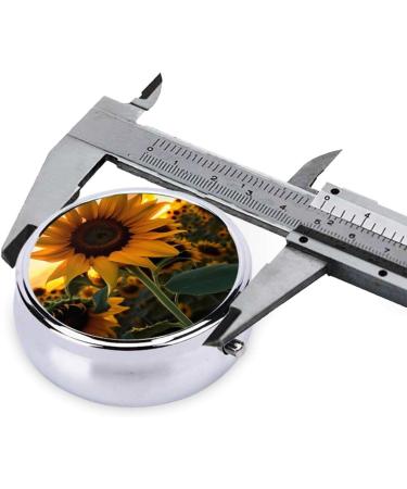 Farm Sunflower Round Pill Box | 3 Compartment Portable Organizer for Travel | Durable & Stylish Travel Pill Container - Buy Online on GoSupps.com