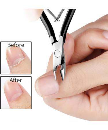 KMZ Cuticle Nippers Stainless Steel Professional Cuticle Cutter Trimmers Cuticle Cutters with Double Spring Manicure Pedicure Tool for Home and Salon (Black) - Buy Online on GoSupps.com