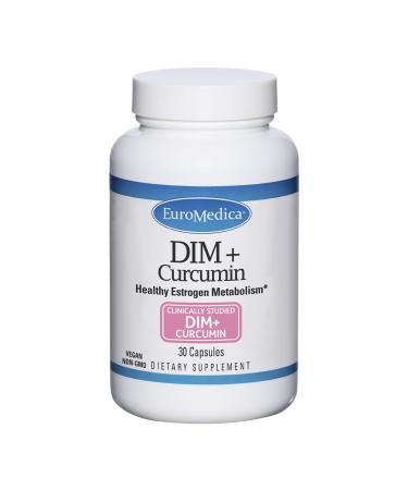 EuroMedica DIM + Curcumin - Estrogen Balance Support Supplement - Dietary Supplement with Curcumin & Grape Seed Extract - Turmeric Essential Oil for Healthy Metabolism Support - 30 Capsules
