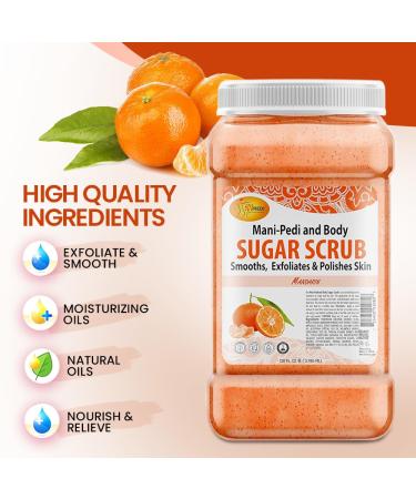 SPA REDI Sugar Body Scrub - Mandarin 128 Oz | Exfoliating Moisturizing & Hydrating Body Exfoliator for Smooth Fresh Skin - Buy Online on GoSupps.com