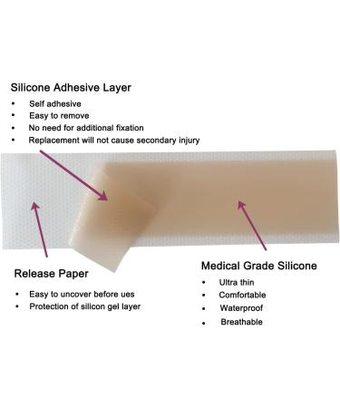 Longmed Silicone Scar Sheets for C-Section Keloid & Acne Scar Removal - 4 Pack 7 x 1.57 - Healing Strips & Sheets - Gel Tape & Cream Alternative - Buy Online on GoSupps.com