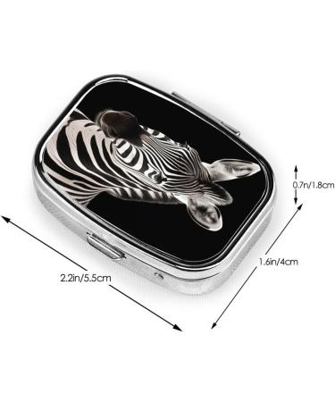 Zebra Printing Small Pill Case - 2 Compartment Travel Pill Organizer | Cute Purse Pill Box for Pocket & Gifts - Buy Online on GoSupps.com