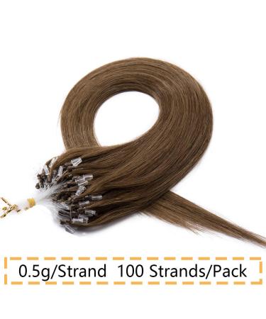 Silk-Co Real Hair Microring Extensions - 0.5g Micro Loop 100 Strands 7A Human Hair 40cm Light Brown - Smooth & Soft - Buy Online on GoSupps.com