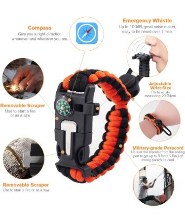 Flintronic 5-in-1 Paracord Survival Bracelet | Military-Grade Outdoor Kit with Flint Compass Mini Saw & Waterproof Paracord - Buy Online on GoSupps.com
