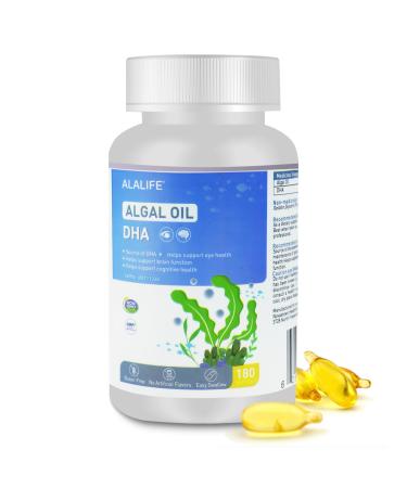 ALALIFE Algal Oil - 180 Capsules - 50% Purity Algal DHA Supplements - DHA Algal Oil Omega 3 Supplements - Beneficial to Brain and Optic Nerve Development - Non GMO