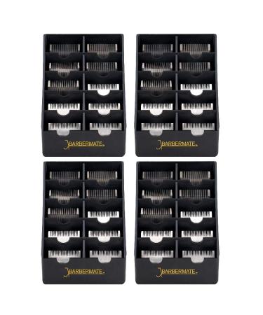 4 Pack BarberMate Blade Rack Storage Tray - Holds 10 Clipper Blades (Black)