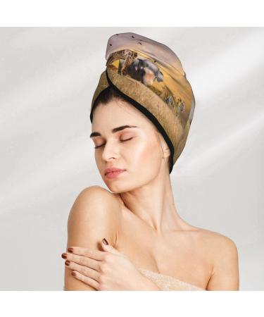Hair Towel Wrap for Quick Drying - Buttoned Turban & Head Towel | Wildlife Protection | International Shipping - Buy Online on GoSupps.com