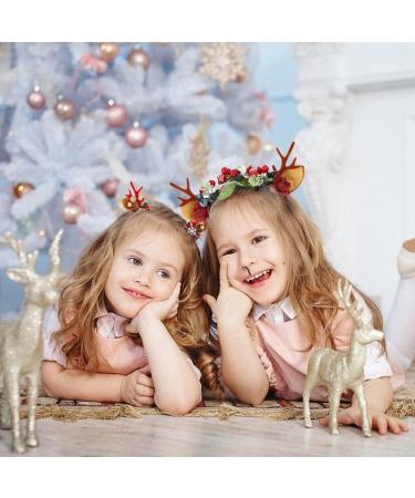 IYOU Christmas Headbands Hair Clips Red Reindeer Antlers Hair Band Flower Dear Ear Hair Accessories for Party Halloween Cosplay - Buy Online on GoSupps.com
