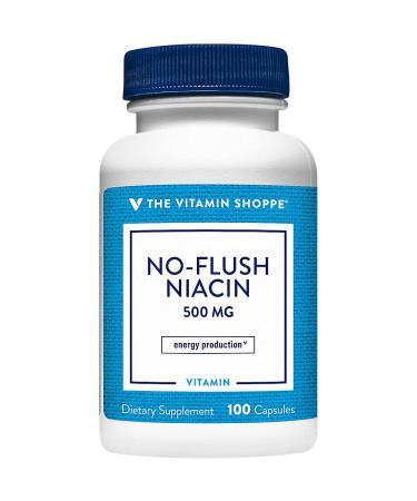 The Vitamin Shoppe No Flush Niacin 500mg - Cholesterol & Cardiovascular Support | Inositol Hexanicotinate | 100 Capsules | Flush-Free 100 Count (Pack of 1)