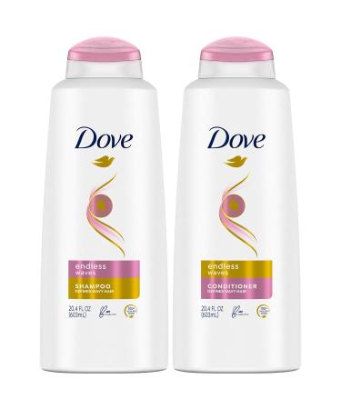 Dove Shampoo and Conditioner Set Sulfate Free - Endless Waves Curly Hair Shampoo and Conditioner Wavy Hair Products Anti-Frizz Hair Care 20.4 Oz (2 Piece Set)