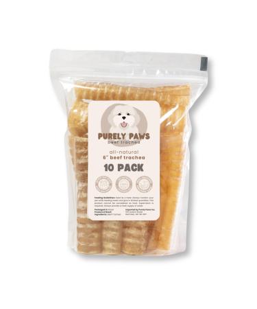 Purely Paws All-Natural Beef Trachea - Safe Digestible Dog Chews - Single Ingredient Trachea Chew - Rawhide Free - (6 Inch - 10 Pack) 6" (10 Pack)