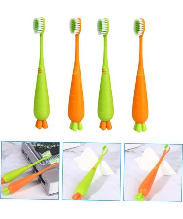 Frcolor 4-Piece Manual Carrot Toothbrush Set - Daily Oral Care Tools for Kids | Thorough Cleaning & Comfort - Buy Online on GoSupps.com