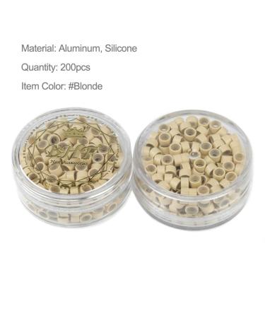 200 Blonde Silicone Aluminium Micro Nano Rings for I Tip/Nano Hair Extensions - 5.0x3.0x3.0 mm - Lined Beads - Hair Extension Tool Beads - Buy Online on GoSupps.com