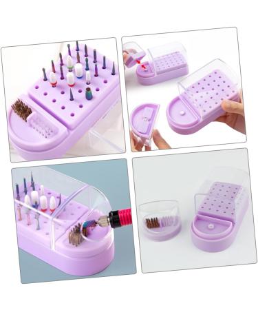 minkissy Box Drills Cleaning Brush Nail Art Salon Goods Manicure Polishing Heads Organizer Nail Drill Holder Drill Bit Holder Nail Drill Bits Container Purple Tool Holder Ceramics Plastic - Buy Online on GoSupps.com