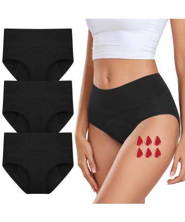 coskefy underpants ladies cotton period underwear super high waist women briefs 3 pack black 46