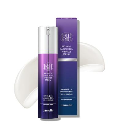 Wrinkle Serum Cream Retinol & Bakuchiol & Niacinamide 10 Vitamins & Herbs Antioxidant Eye Bag Dark Neck Correction Day & Night Skin Brightening 1.76 Fl Oz. Made in Korea