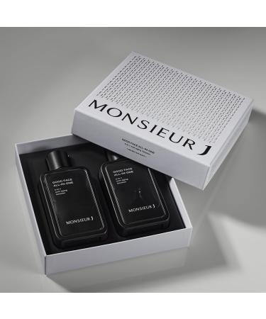 Monsieur J Men's Skincare All-in-One Set | 5-in-1 Facial Treatment (Toner Lotion Essence Fluid Cream) for Dry Skin - 140ml x 2 - Buy Online on GoSupps.com