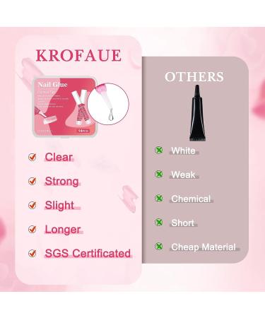Krofaue 14PCS Nail Glue for Press On Nails - Long-Lasting, Super Strong Acrylic and Gel Glue for Salon-Quality Nails at Home - 0.07oz/2ml per Piece - Buy Online on GoSupps.com
