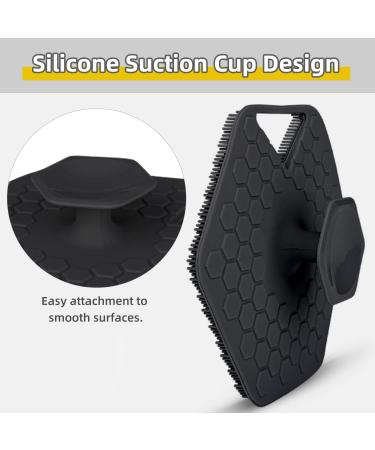 Silicone Exfoliating Body Scrubber with Storage Hooks - Easy to Clean & Reusable - Deep Clean and Revitalize Your Skin | Black - Buy Online on GoSupps.com