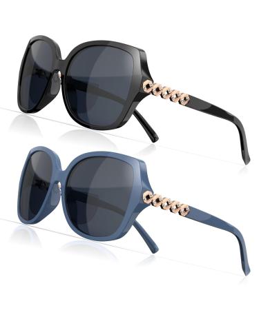 LianSan 2Packs Oversized Bifocal Sunglasses for Women - Vintage Womens Sun Readers Ladies Reading Glasses with UV Protection(Multicolor 2.5x) Multicolor 2.5 x