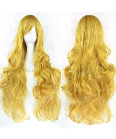 LFMDJF 20 Colors Long Curly Women's Hair Wig Hairpiece Synthetic Hair Yellow Gray Party Hair Wigs 32inches T4/27/30 NC/4HL