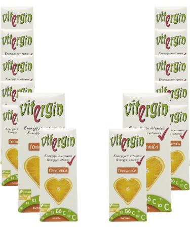 VITERGIN Orange Vitamin Sweets - Spicy Citrus Flavour in 12 Packs (20 Sweets Each) Sweet Sweets for a Daily Energy Boost - Buy Online on GoSupps.com
