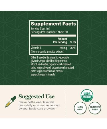 Global Healing Organic Vitamin E Liquid Drops 40 mg - Natural D-Alpha Tocopherol 15% -tocopherol - Vegan Liquid Vitamin E Oil Oral Supplement for Skin - Low Dose Liposomal Vitamin (2 Oz) - Buy Online on GoSupps.com
