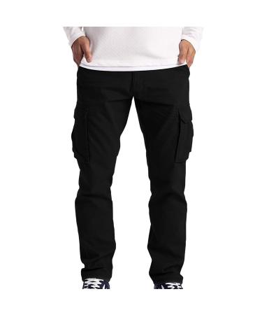 Ronony men's jeans vintage water linen Denim Rants Straight Jeans Hip Hop Jeans -Stressable Men Jeans Jeans Bootcut Denim Stretch Pants Jogger Trousers Elastic Sports Pants regular Fit Men Black L