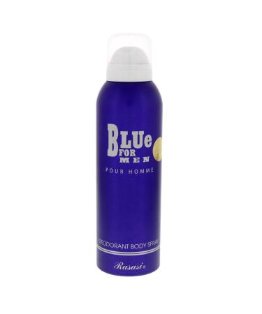 Rasasi Blue for Men (Deodorant) 200 ML (6 oz) I Aquatic-Woody Spray I Unique Refreshing Mint and Citrus Notes with warm Woody notes I Long - Lasting I by Rasasi