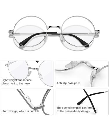 Shop 3-Piece Retro Round Glasses | Unisex Vintage Metal Frame & Clear Lenses - Perfect for Decoration! - Buy Online on GoSupps.com