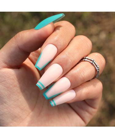 24 Ct Long Coffin Acrylic Press On Fake Nails - Nail File & Glue Included | Color 016 - Buy Online on GoSupps.com