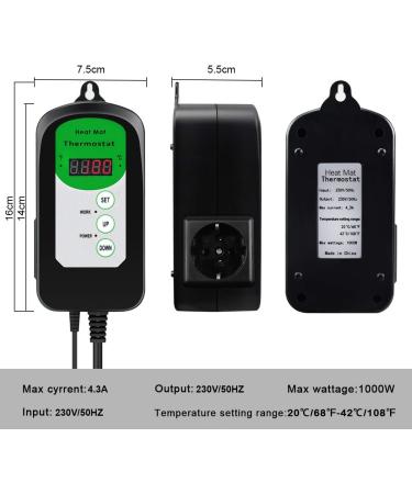 RIOGOO Digital Heat Mat Thermostat Controller - Perfect for Seed Germination Reptiles & Brewing | 68-108 Temperature Control 1 Pack - International Shipping Available - Buy Online on GoSupps.com