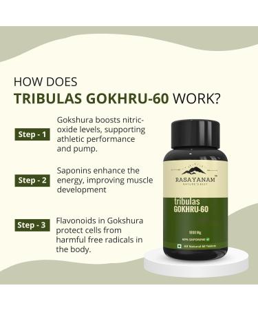 RS Tribulas Gokhru-60 Gokshura Tablets 1000mg | Ultra High Concentrated 60% Saponins | Improves Vigour | Tribulus Terrestris | For both Men & Women (60 Tablets) - by SG Kart - Buy Online on GoSupps.com
