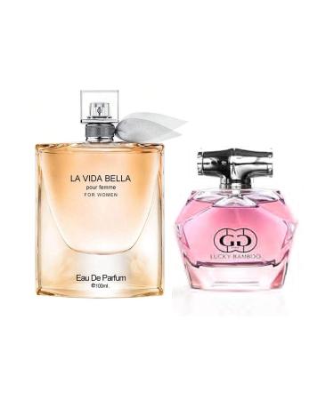Women's Perfume La Vida Bella& Lucky Bamboo Combo Set Eau De Parfum Long Lasting Fragrance 3.4 Fl Oz Spray Each for Daily Used la vida bella&Lucky Bamboo
